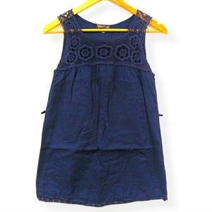 DEX Navy Blue Sleeveless Babydoll Top XS